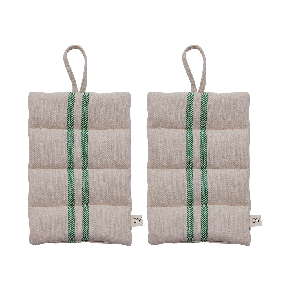 OYOY Linen pot holder 2-pack Green | Scandinavian Design | Oven mitts, gloves & pot holders | Green