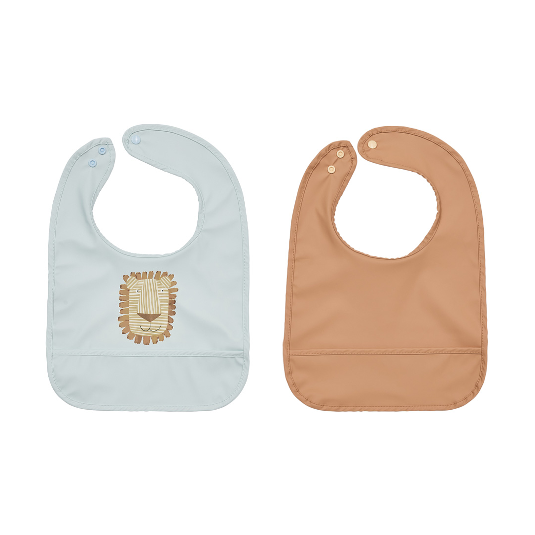 OYOY Lobo Lion bib 2 parts Caramel-ice Blue