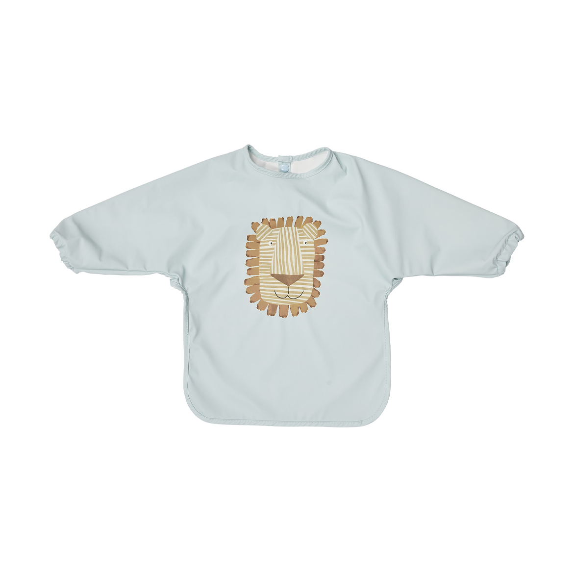 OYOY Lobo Lion bib with sleeves Ice blue