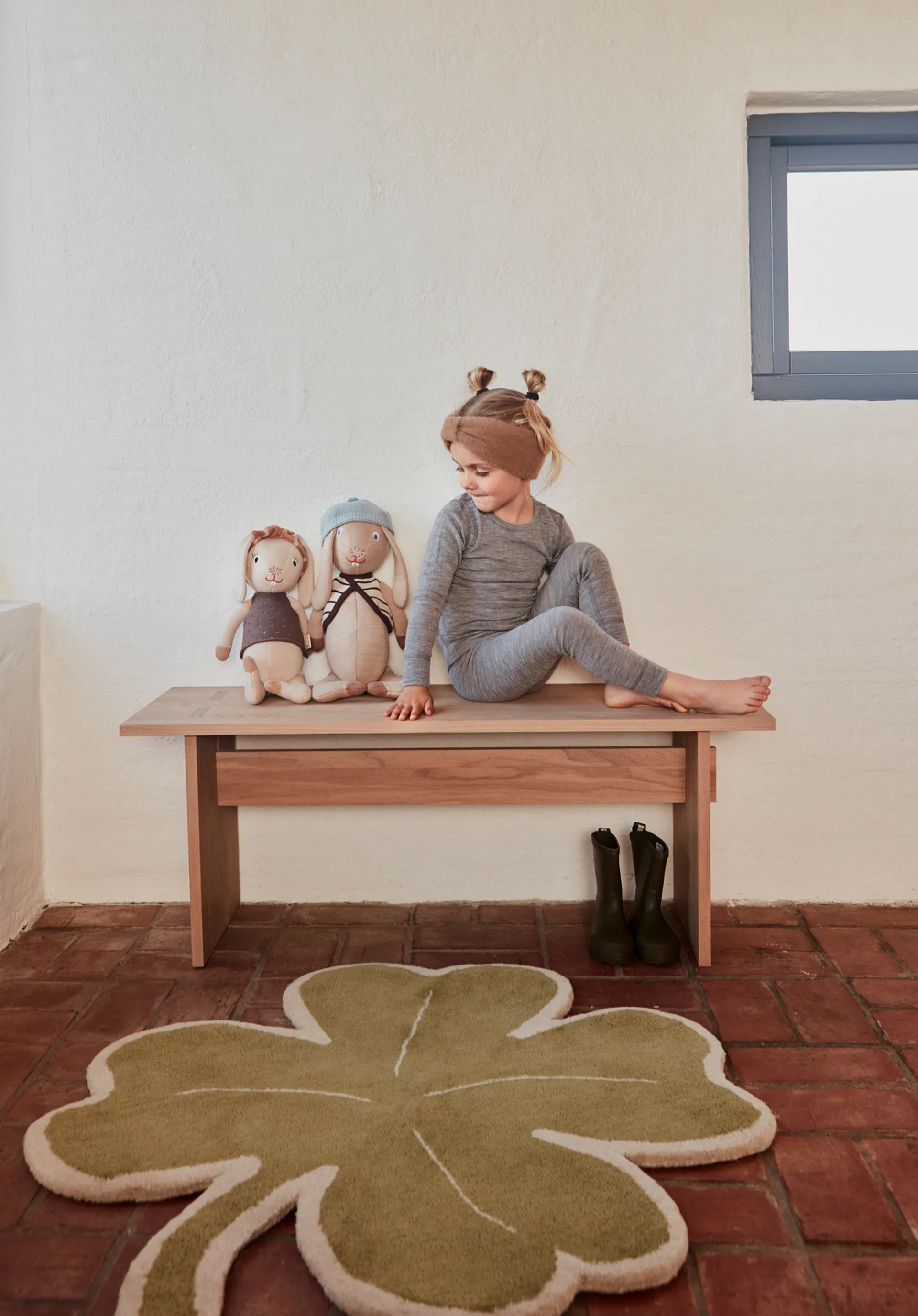 Lucky Clover rug 95x95 cm, Green OYOY