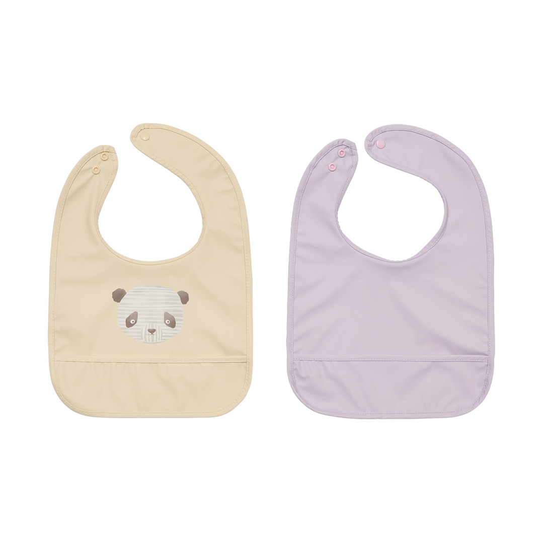 OYOY Lun Lun panda bib 2 pieces Vanilla-lavender