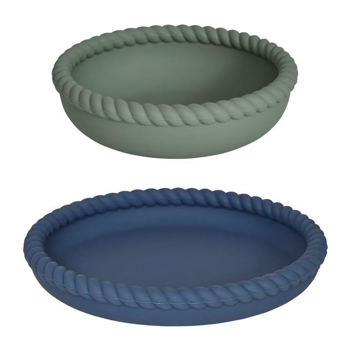 Mellow plate and bowl - Blue-Olive - OYOY