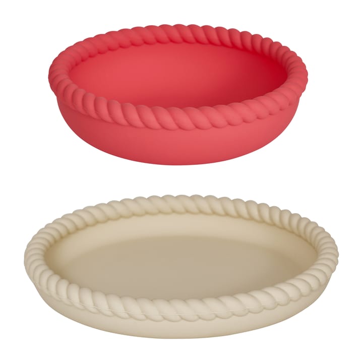 Mellow plate and bowl - Vanilla-Cherry Red - OYOY