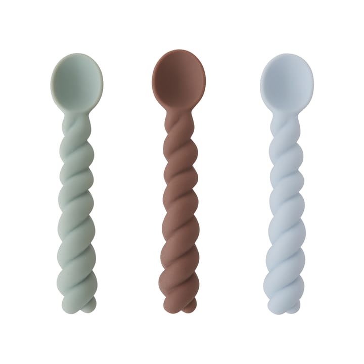 Mellow spoon 3-pack - Dusty Blue-taupe-pale mint - OYOY