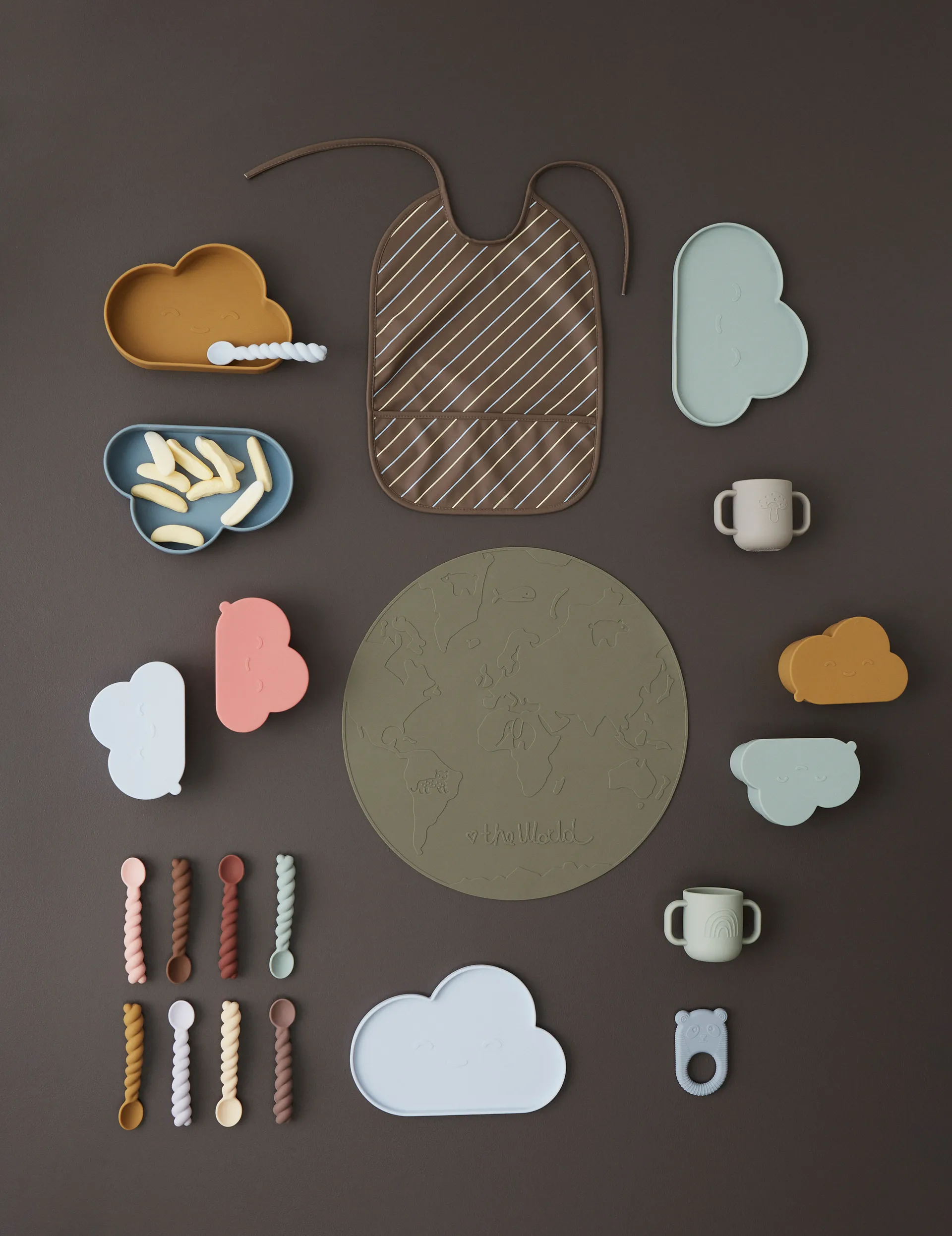 Mellow spoon 3-pack, Dusty Blue-taupe-pale mint OYOY