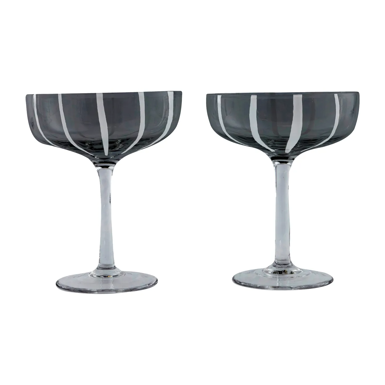 OYOY Mizu coupe champagne glass 2-pack Grey-white | Scandinavian Design | Champagne glasses | Grey