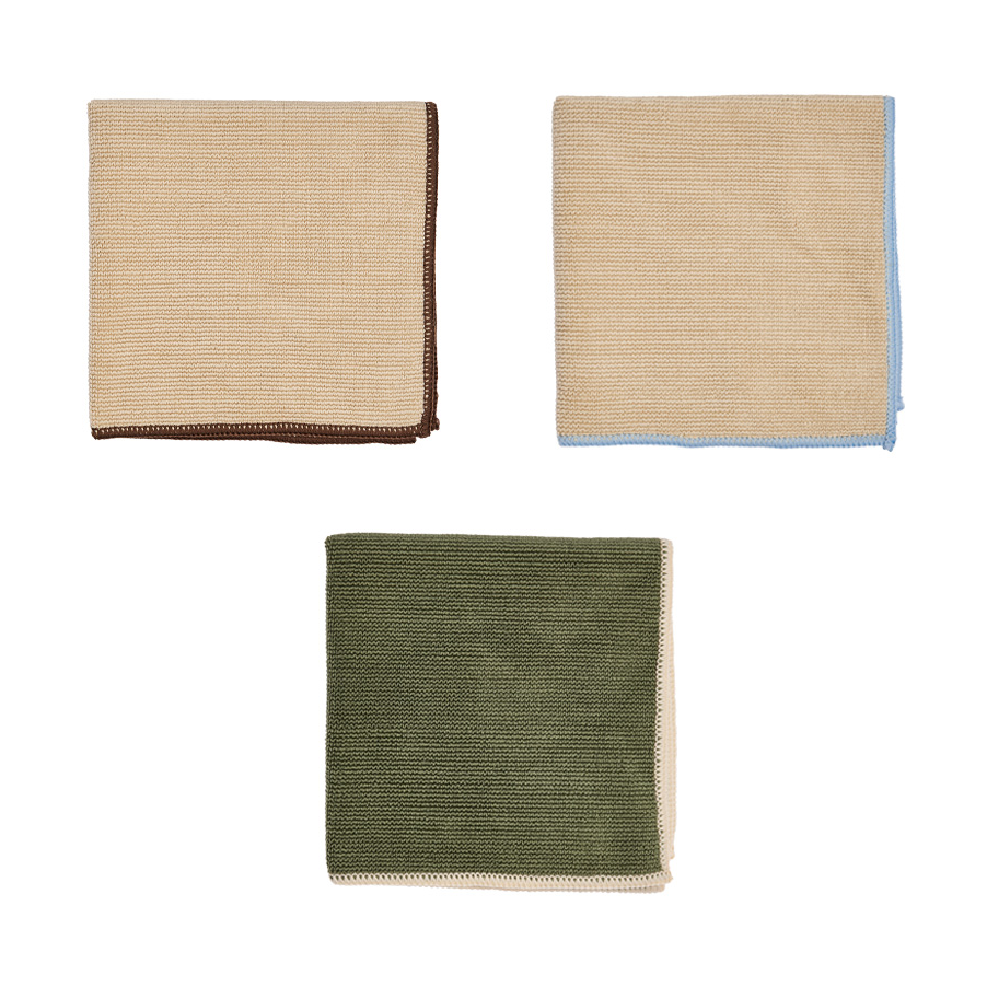 OYOY Mundus microfiber cloth 30x30 cm 3 pieces Camel-olive