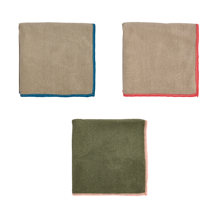 OYOY Mundus microfiber cloth 30x30 cm 3 pieces Olive-clay