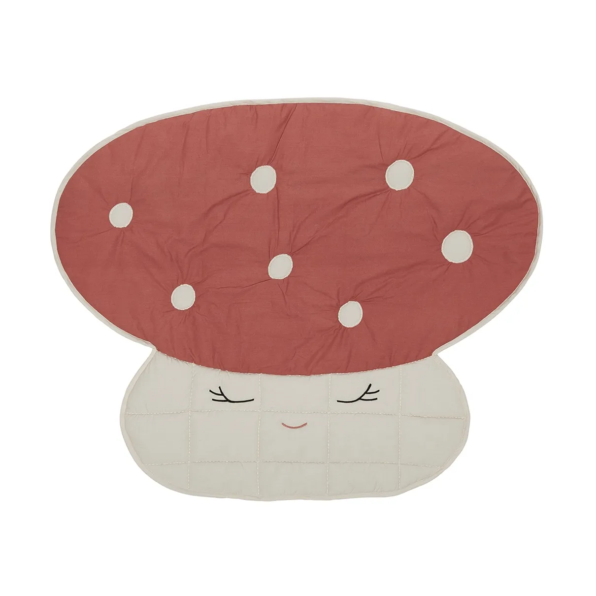 OYOY Mushroom quilted blanket Offwhite-red | Scandinavian Design | Cotton blankets & throws | White