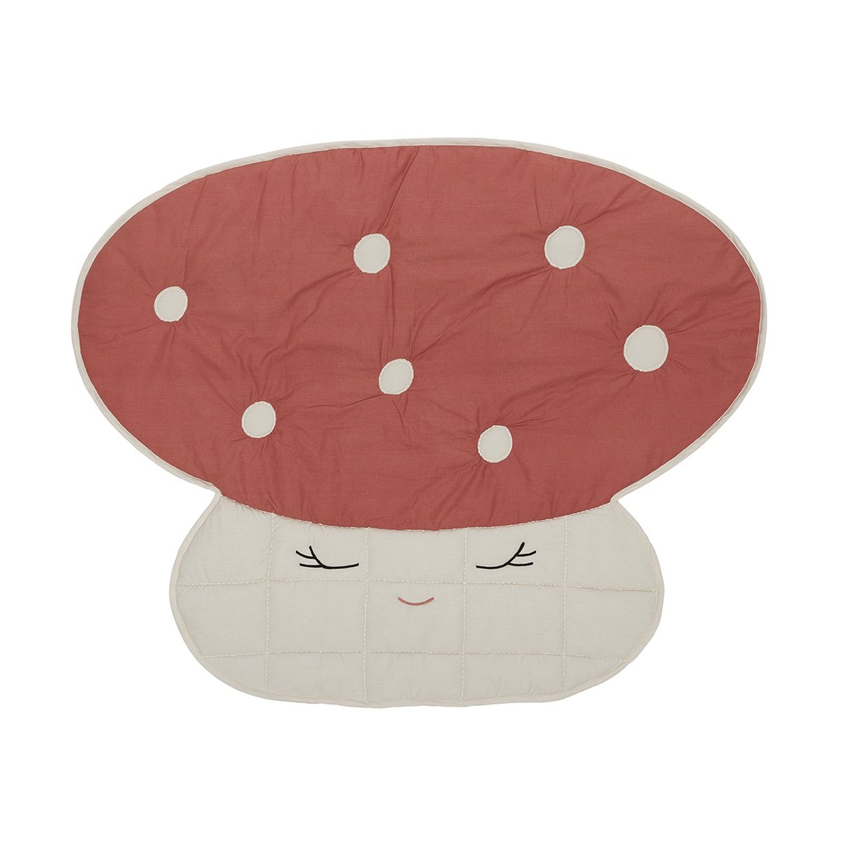 OYOY Mushroom quilted blanket Offwhite-red | Scandinavian Design | Cotton blankets & throws | White