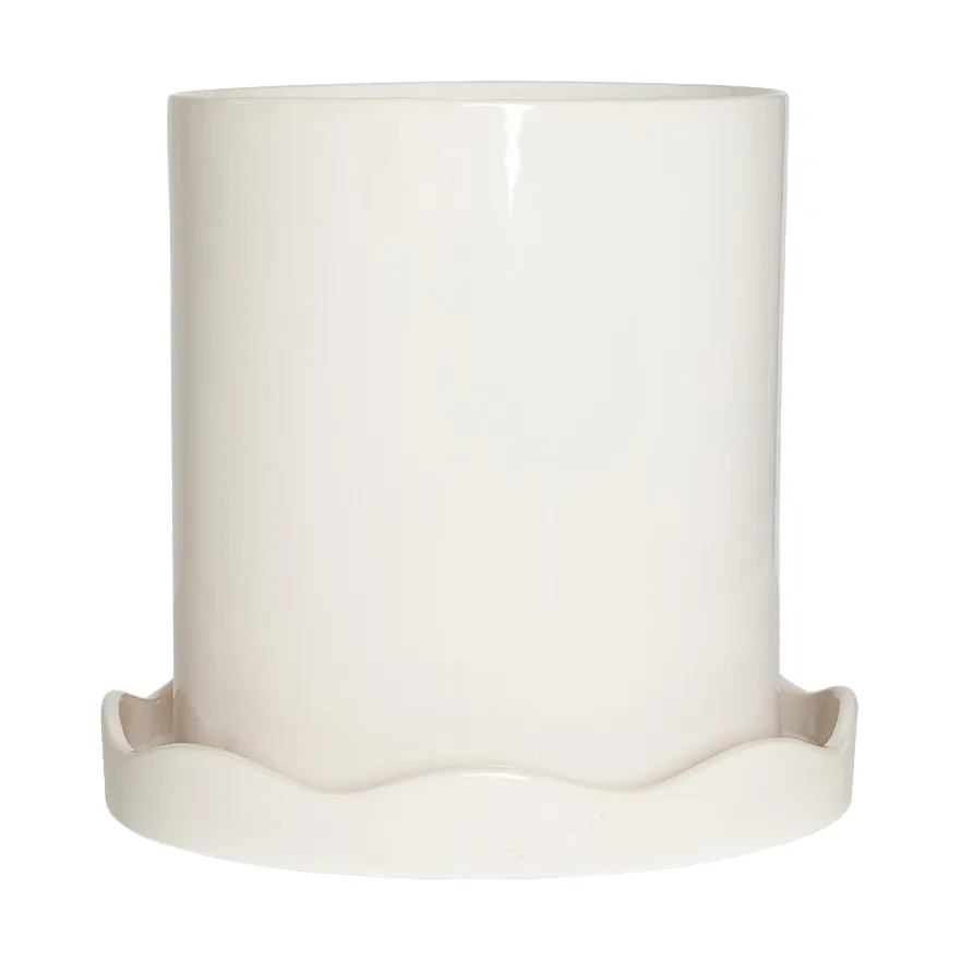 Nami pot with saucer Ø21.5 cm medium, White OYOY