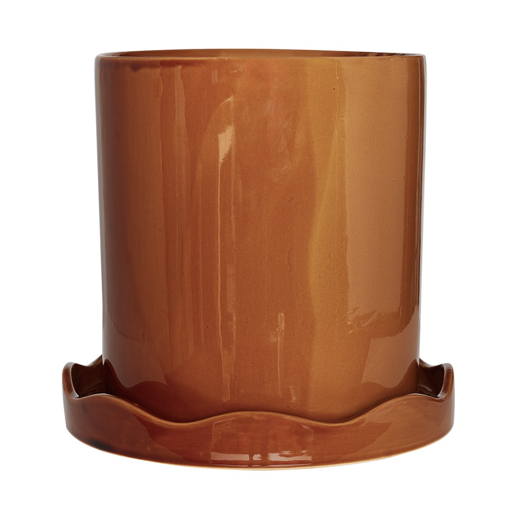 OYOY Nami pot with saucer o27 cm large Amber | Scandinavian Design | Flower pots | Brown