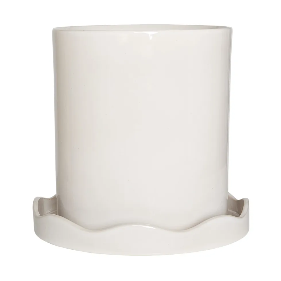 OYOY Nami pot with saucer o27 cm large White | Scandinavian Design | Flower pots | White