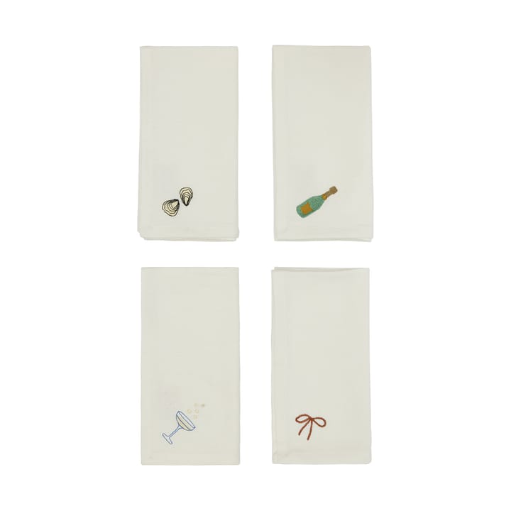 New Year cotton napkin 45x45 cm 4-pack, Offwhite OYOY