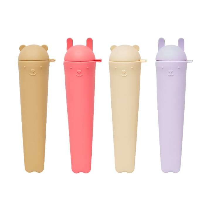 Ninka & Teddy ice pops 4-Pack - Lavender-vanilla-cherry red-rubber - OYOY