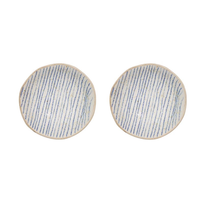 OYOY Nori striped bowl mini Ø8 cm 2-pack Clay-optic Blue