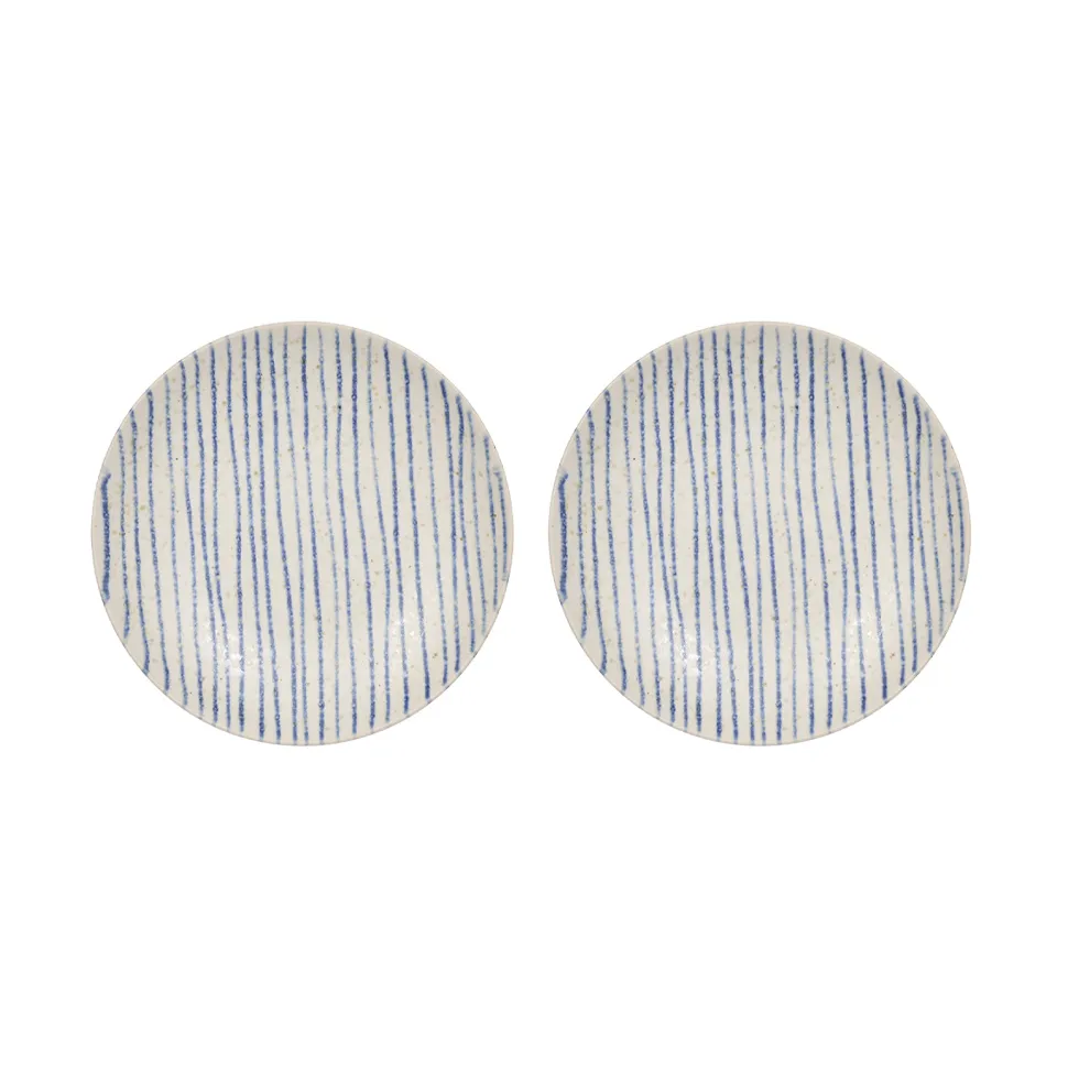 Nori striped bowl small Ø12.9 cm 2-pack, Clay-optic Blue OYOY