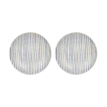 Nori striped bowl small Ø12.9 cm 2-pack - Clay-optic Blue - OYOY