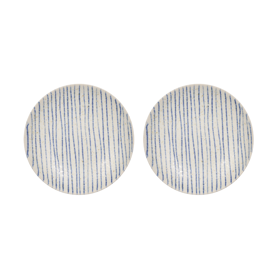 OYOY Nori striped bowl small Ø12.9 cm 2-pack Clay-optic Blue