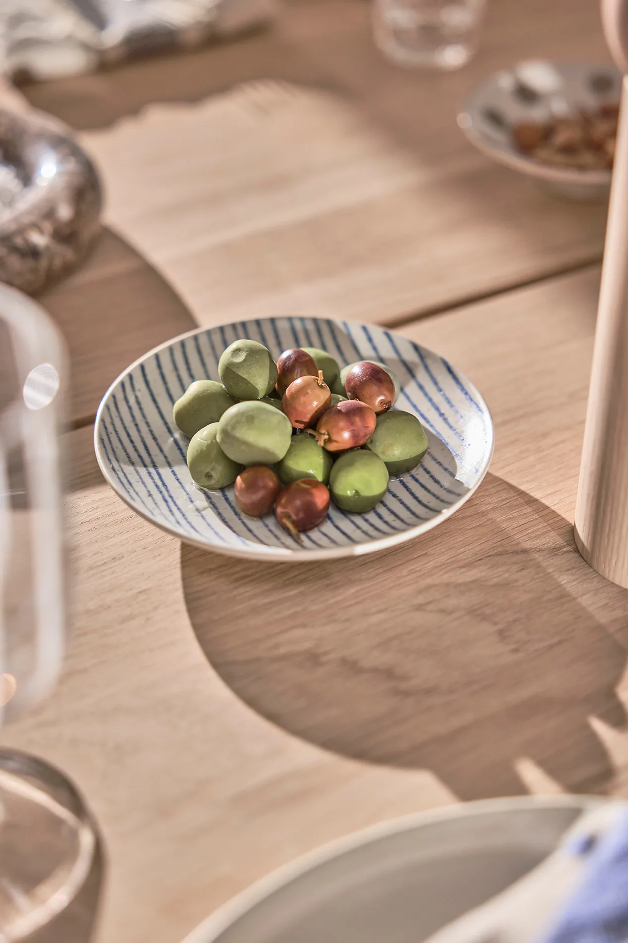 Nori striped bowl small Ø12.9 cm 2-pack, Clay-optic Blue OYOY