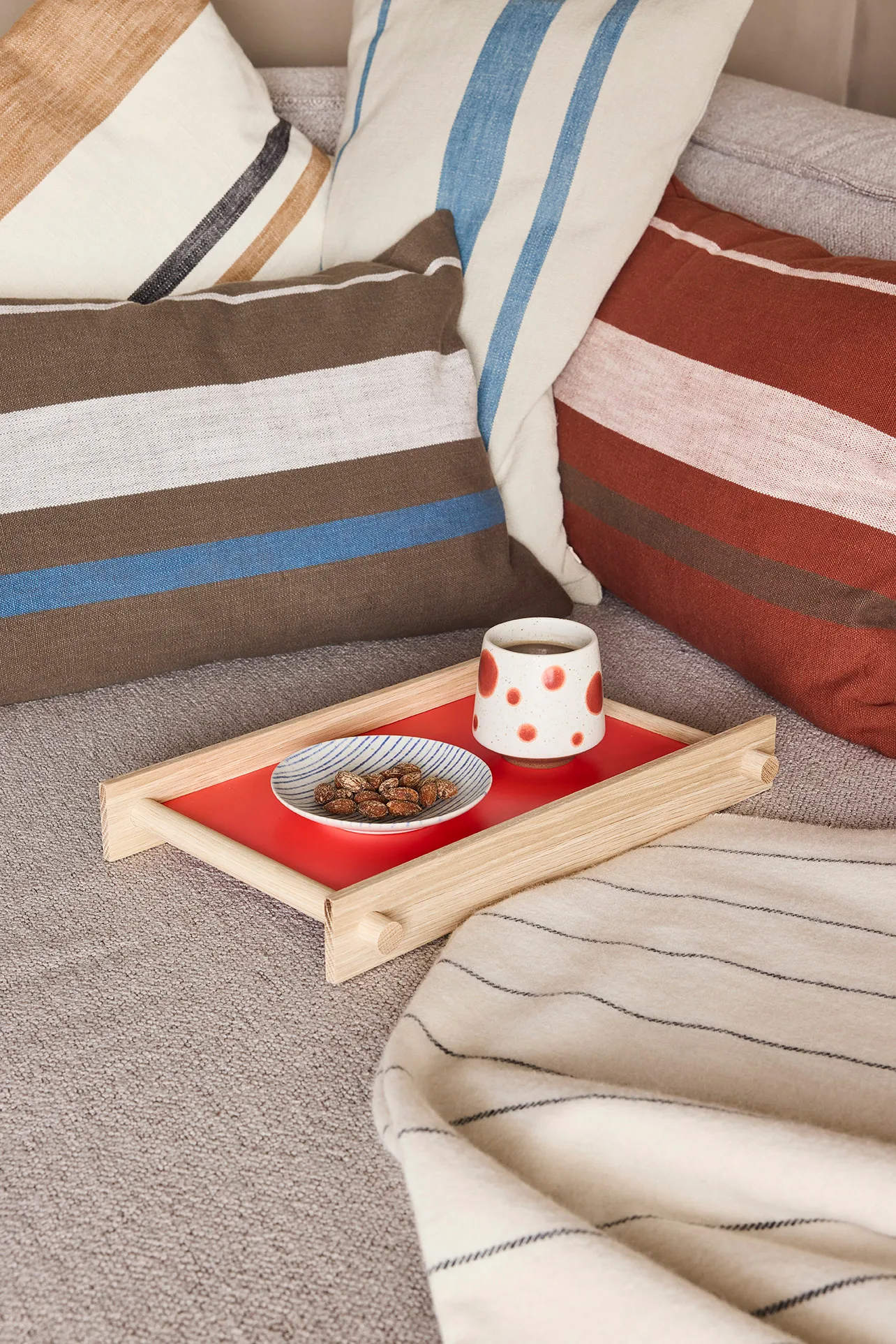 Nori striped bowl small Ø12.9 cm 2-pack, Clay-optic Blue OYOY