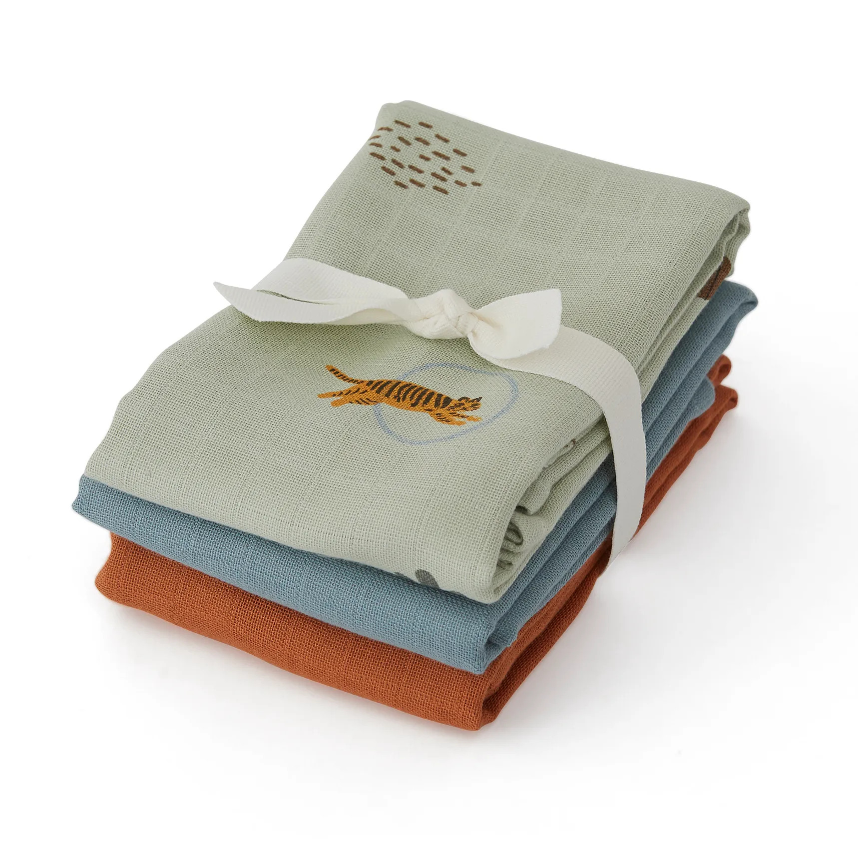 OYOY Mini Muslin Square towel/filt 3-pack, Tiger OYOY