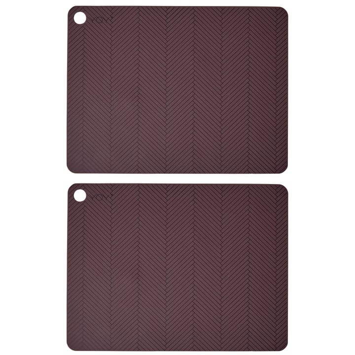 OYOY placemats with print 2-pack - bordeaux (red) - OYOY
