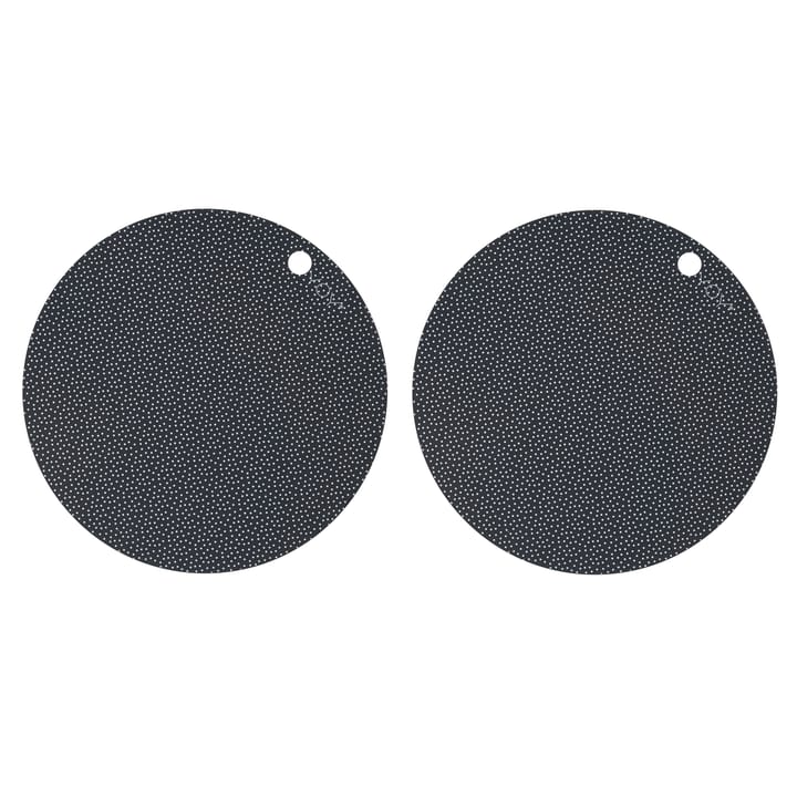 OYOY round placemat 2-pack, black, white dots OYOY