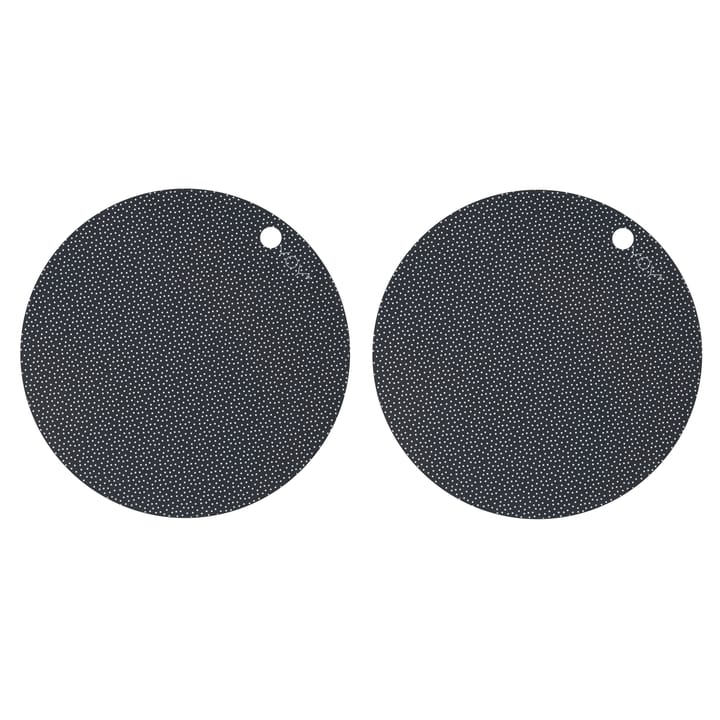 OYOY round placemat 2-pack - black, white dots - OYOY