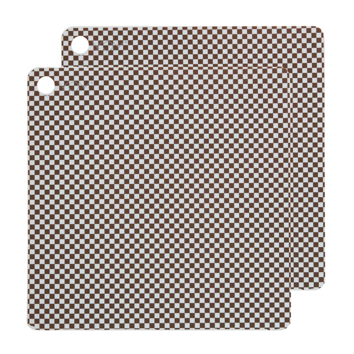 OYOY square placemat 2-pack, Dusty blue-chocolate OYOY
