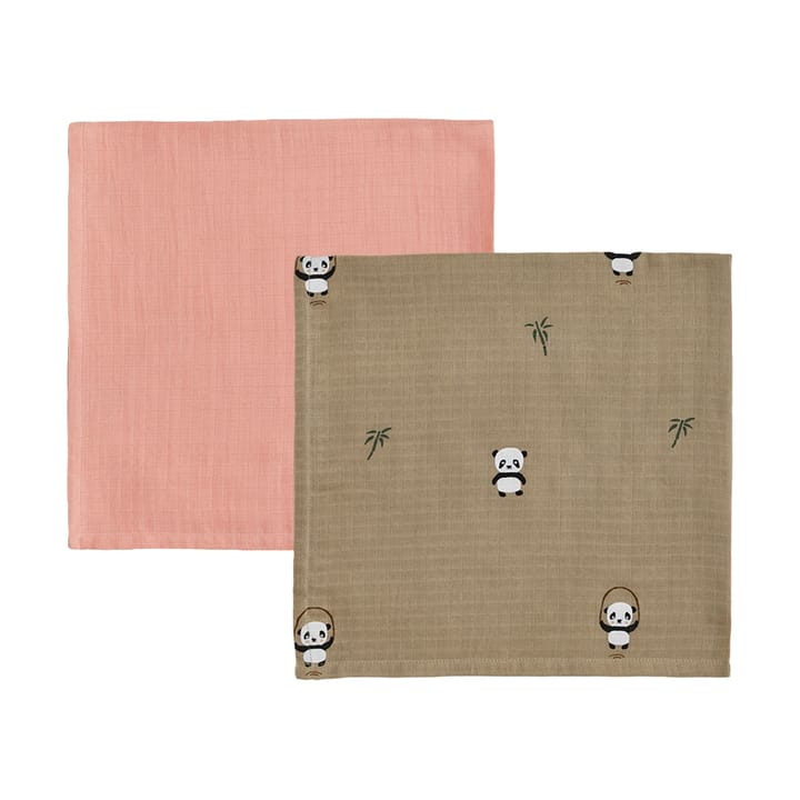 Panda children's blanket 2-pack - Khaki-rose - OYOY