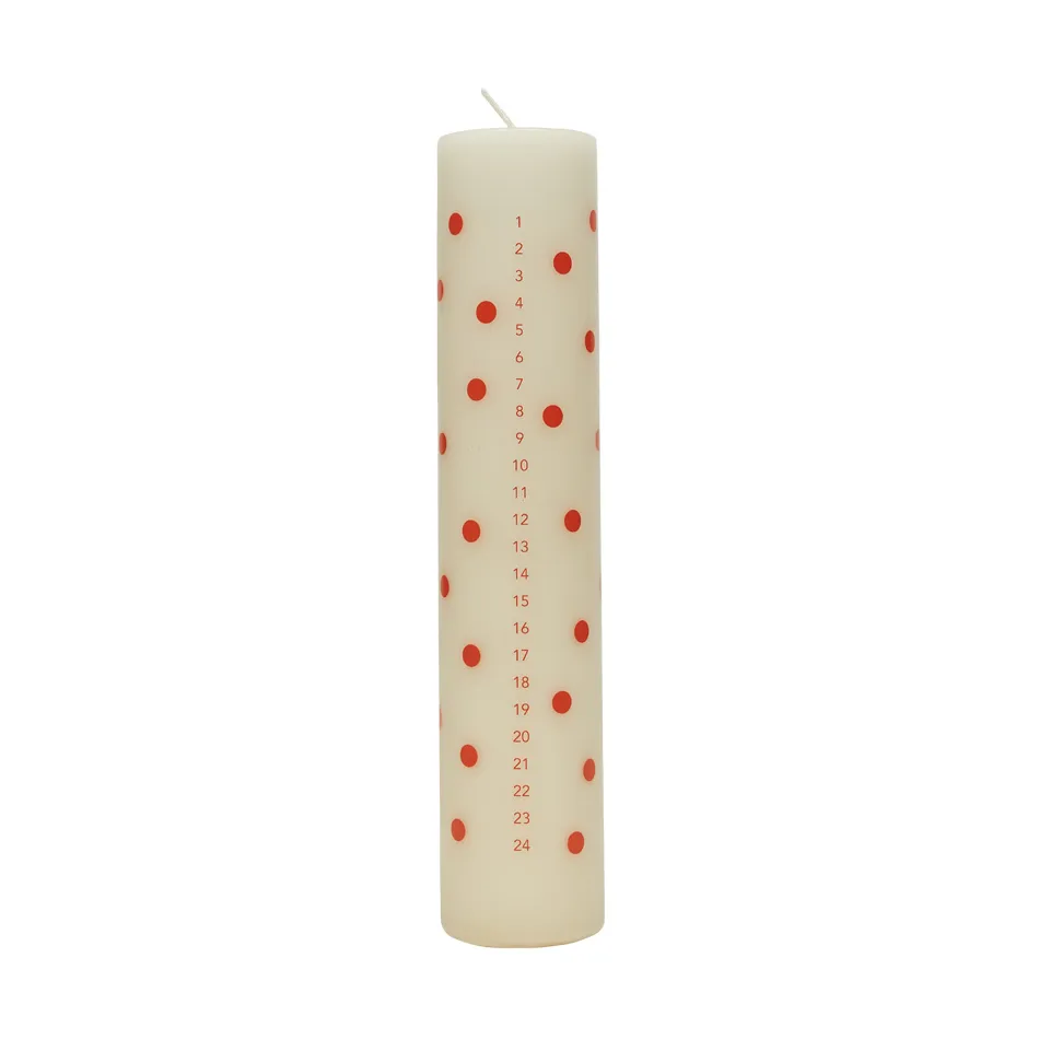 Polka calendar candle, Offwhite-red OYOY