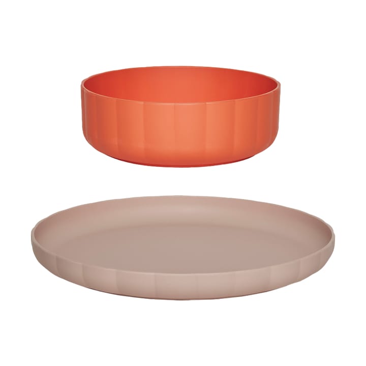 Pullo plate & bowl 2 pieces - Rose-apricot - OYOY