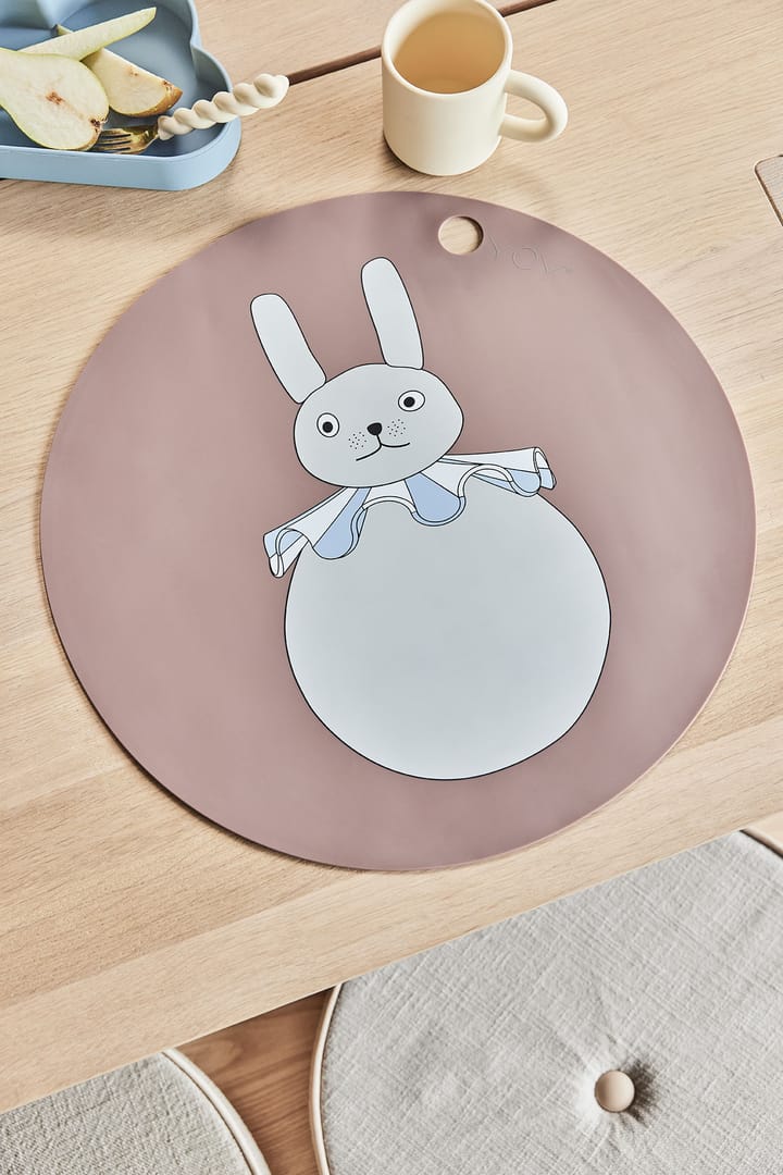 Rabbit Pompom placemat Ø39 cm, Clay OYOY
