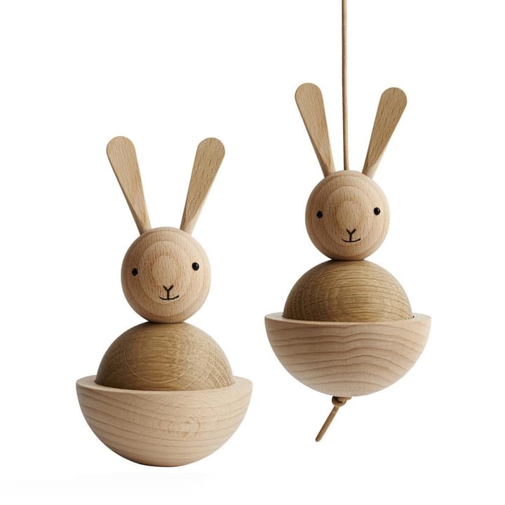 Rabbit wooden figurine, beech-oak OYOY