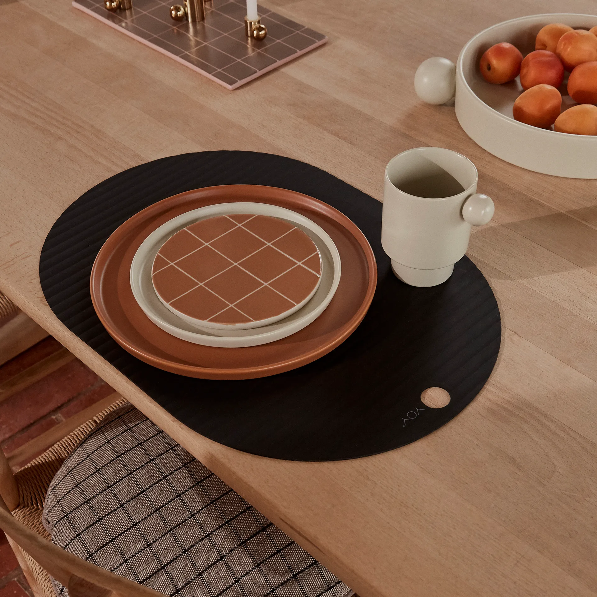 Ribbo placemat 2-pack, Black OYOY