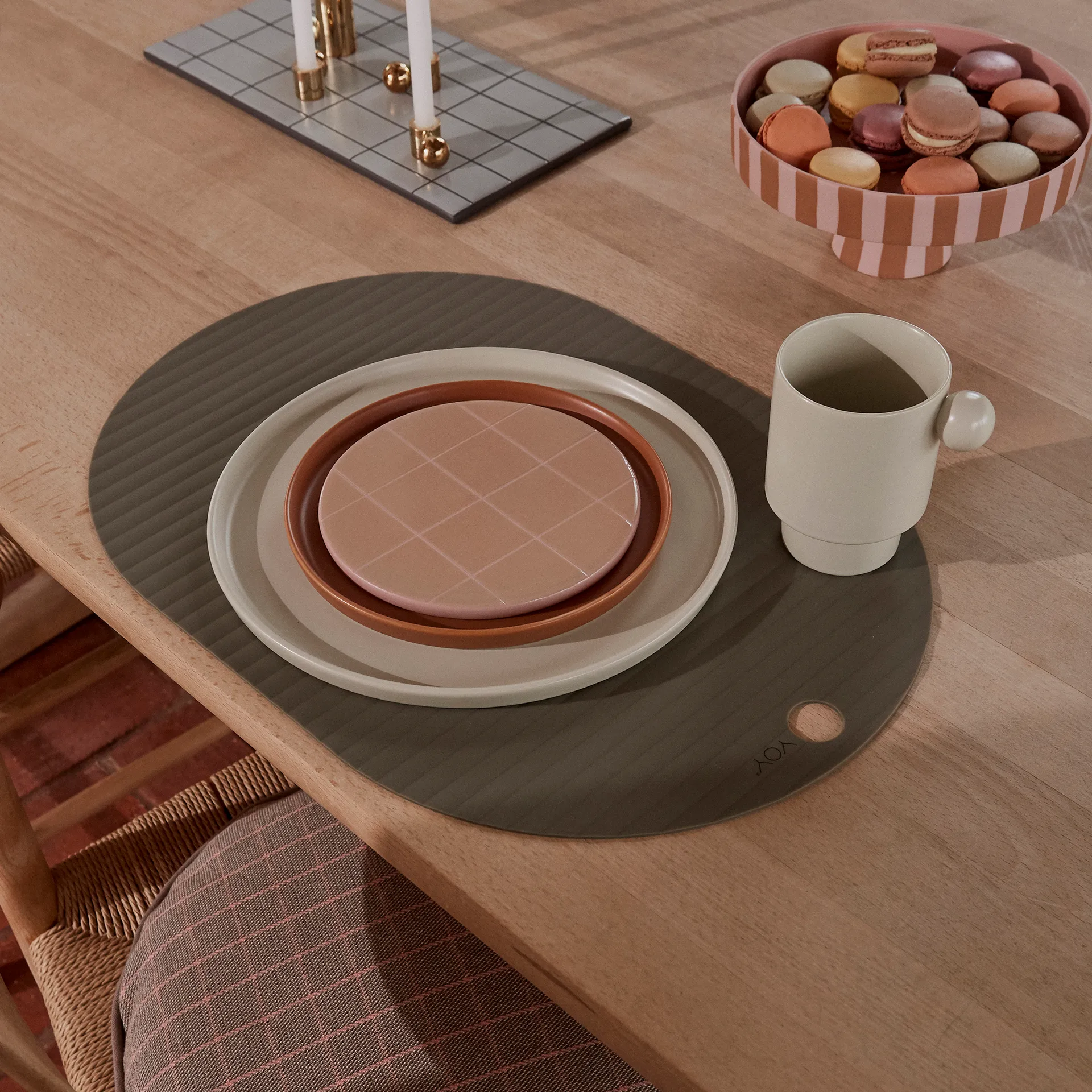 Ribbo placemat 2-pack, Olive OYOY