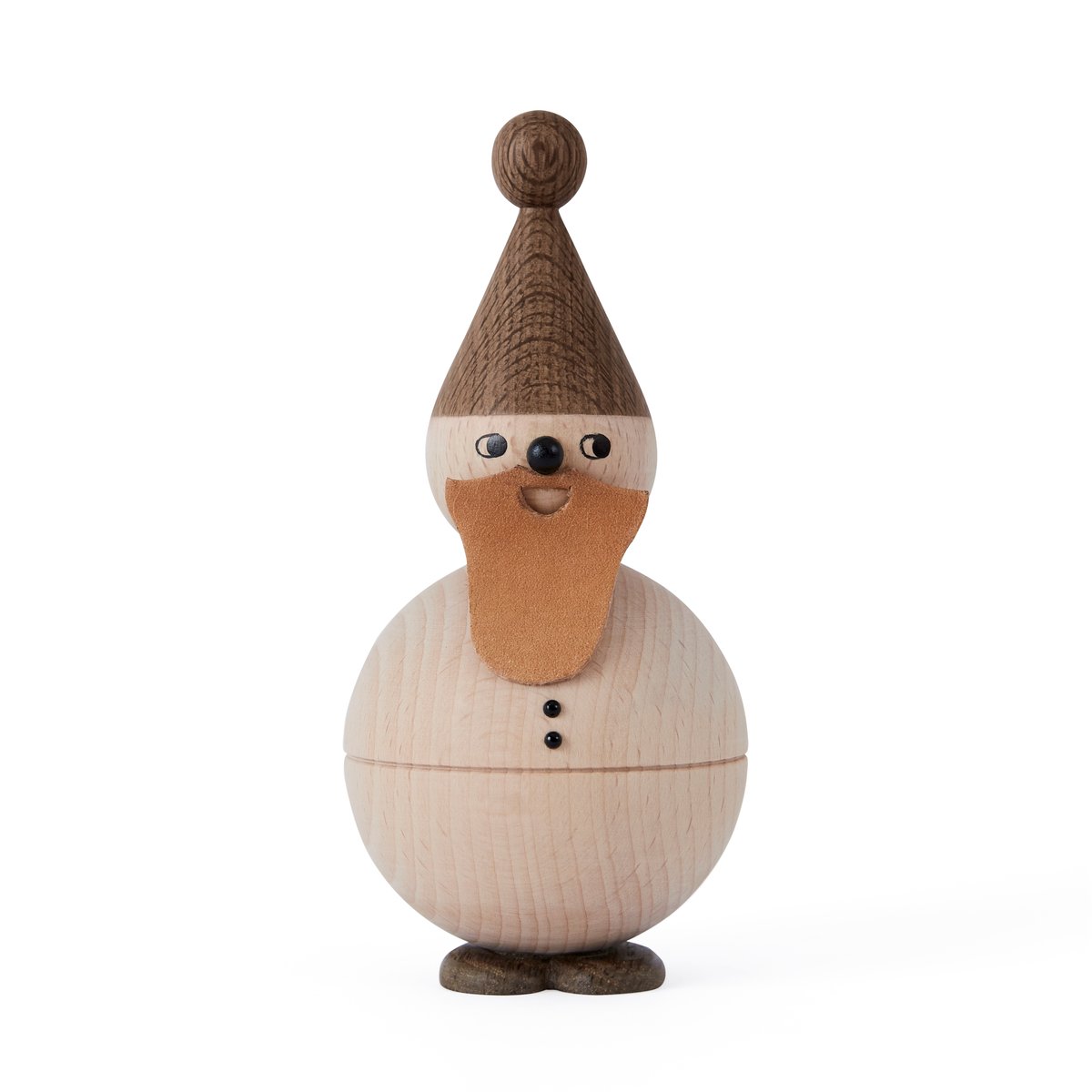 OYOY Santa Claus wooden figure Beech-oak-leather | Scandinavian Design | Christmas decorations | Brown