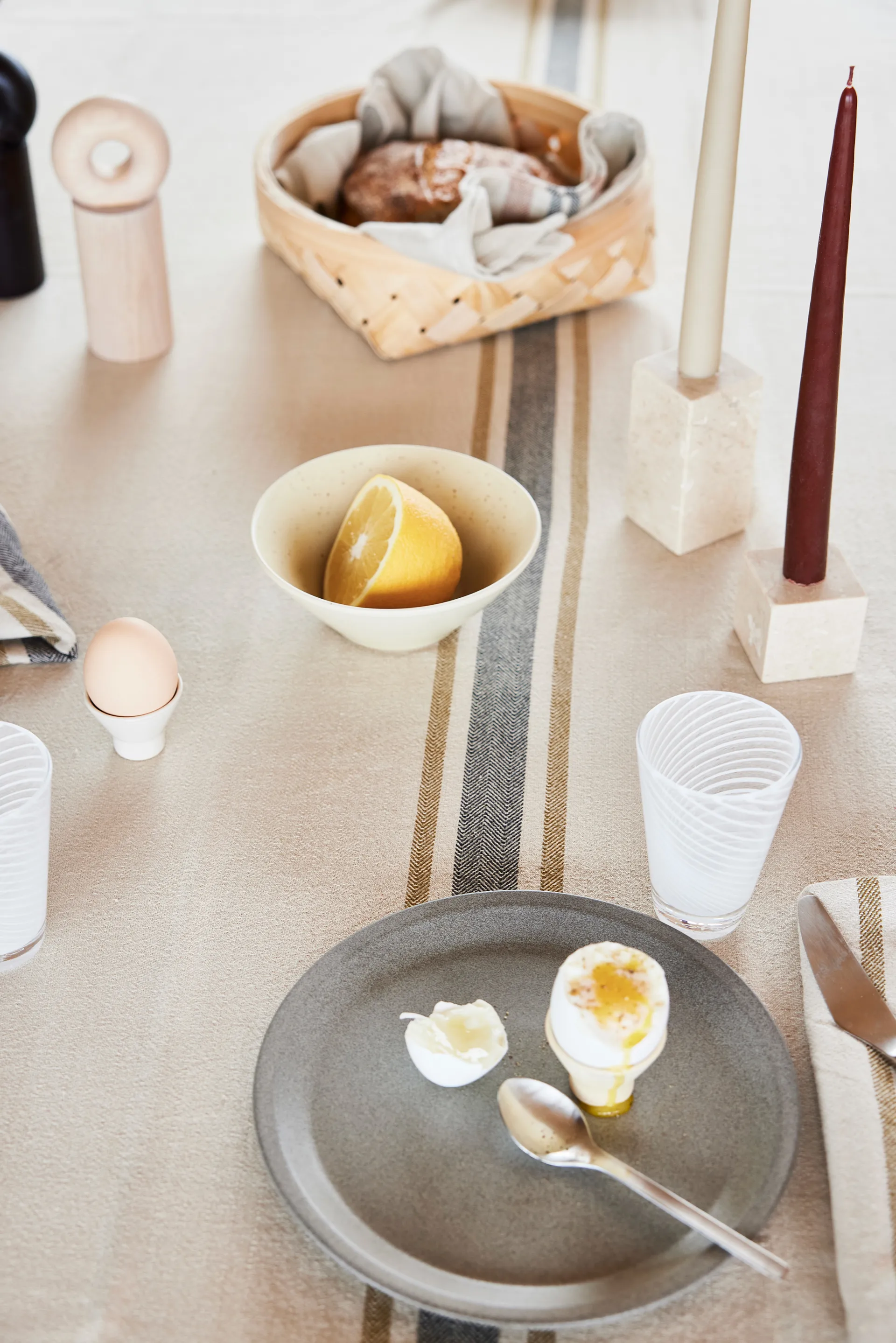 Savi candle holder 10 cm, Beige OYOY