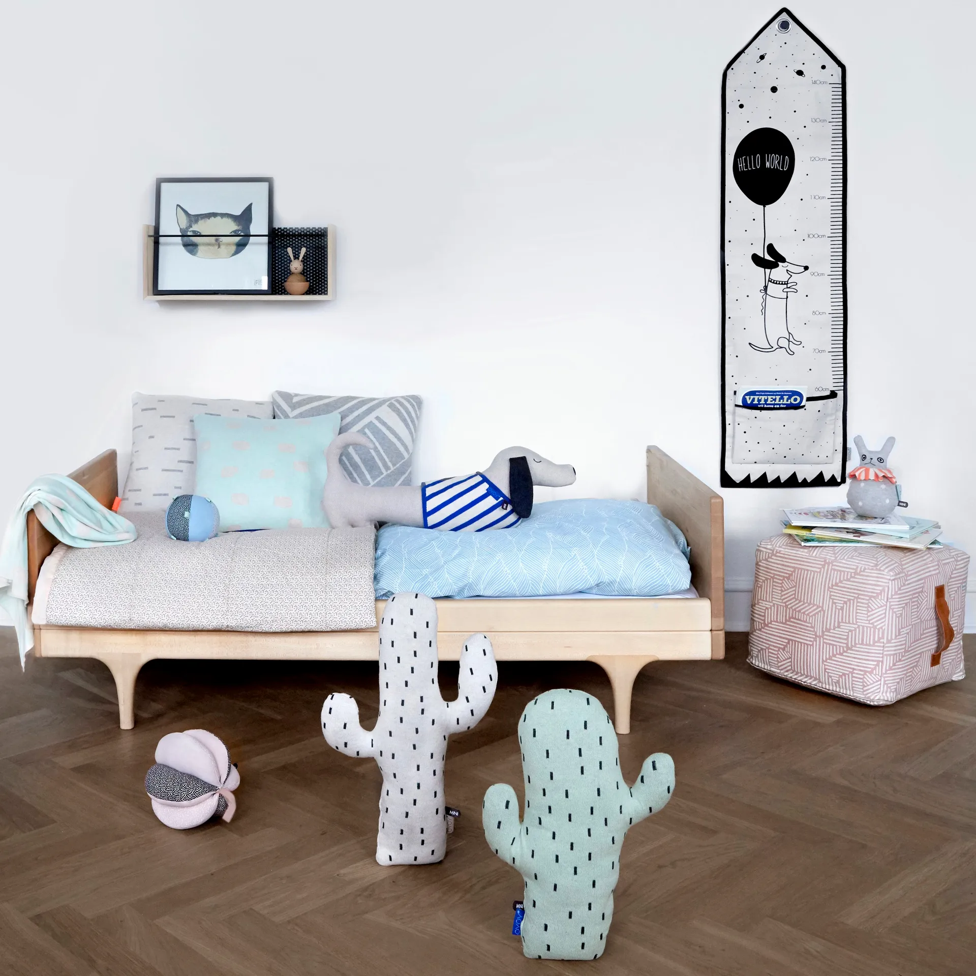 Slinkii stuffed animal, grey-blue OYOY