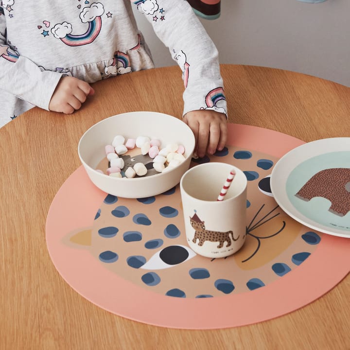 Snow leopard placemat, Coral OYOY