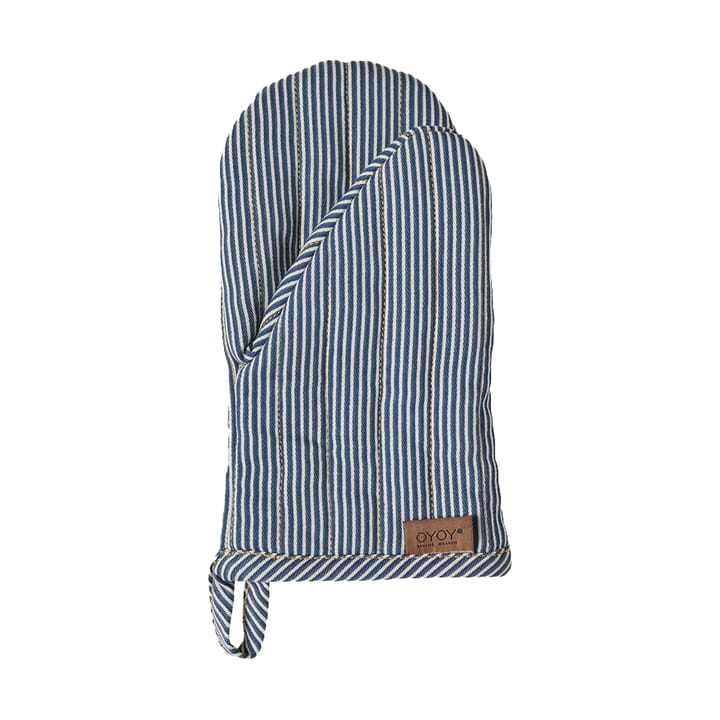 Striped denim oven mitt - Blue - OYOY