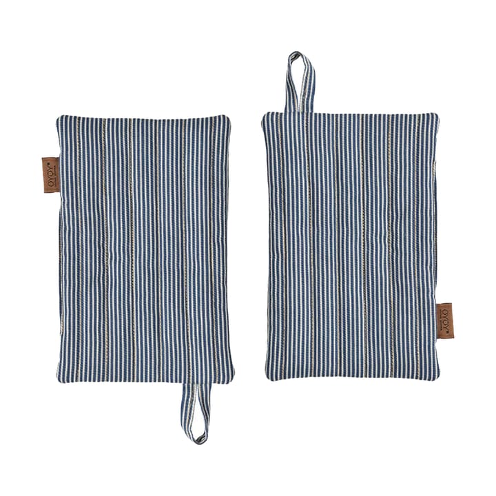 Striped denim pot holder 2-pack - Blue - OYOY