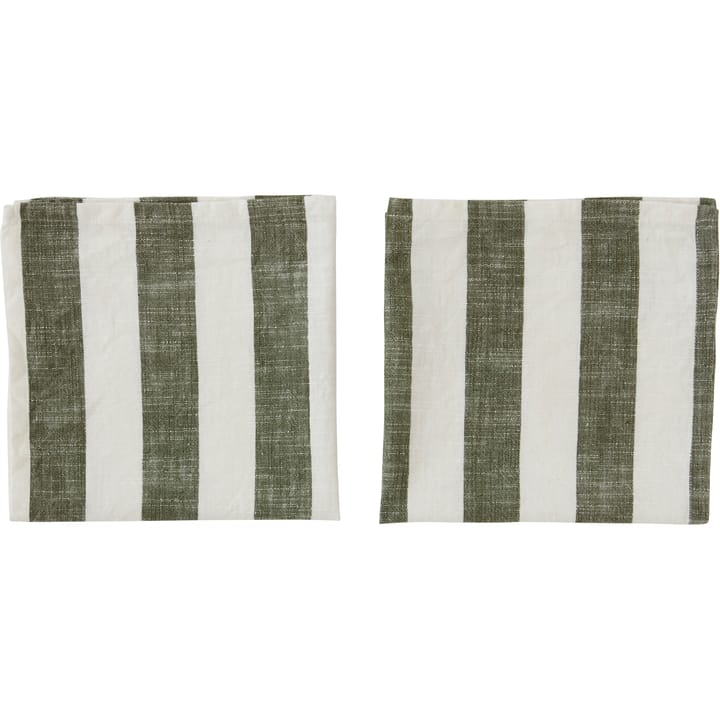 Striped napkin 45x45 cm 2-pack - Olive - OYOY