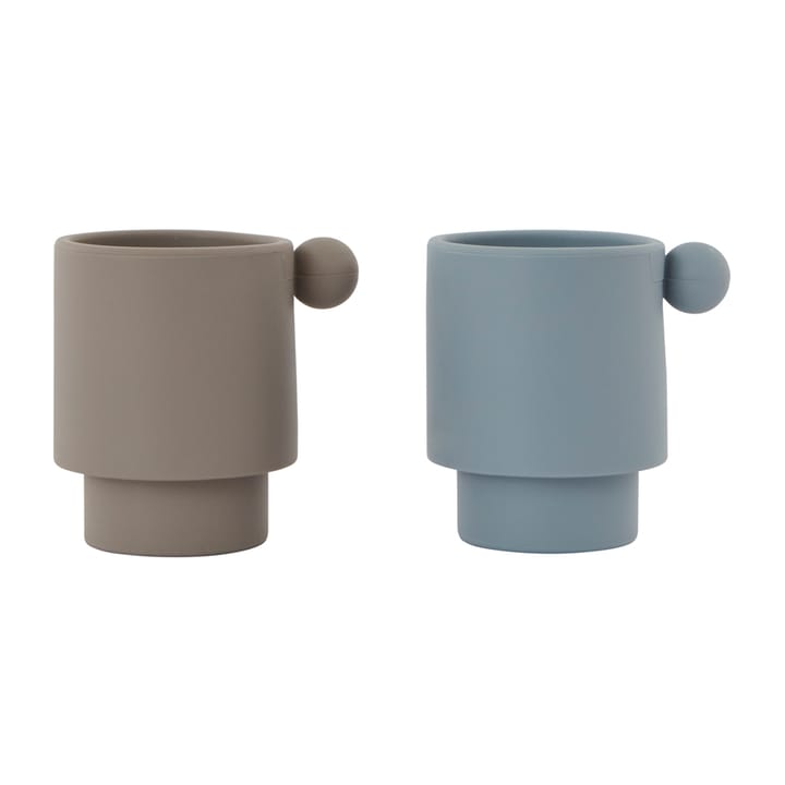 Tiny Inka cup 2-pack - Dusty blue-clay - OYOY