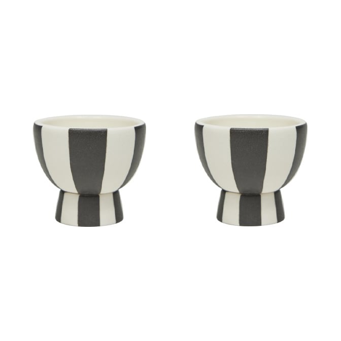 OYOY Toppu egg cup 2-pack White-black