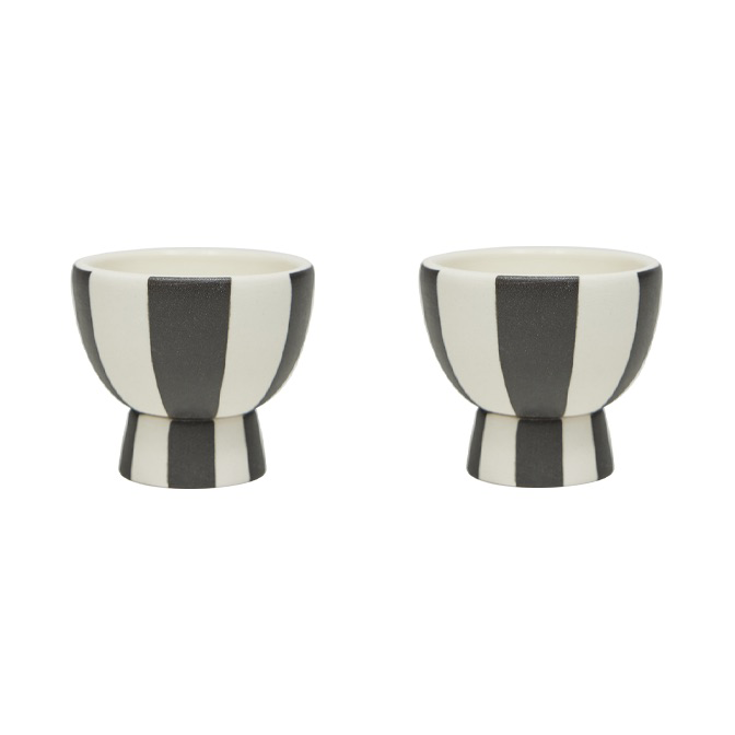 OYOY Toppu egg cup 2-pack White-black