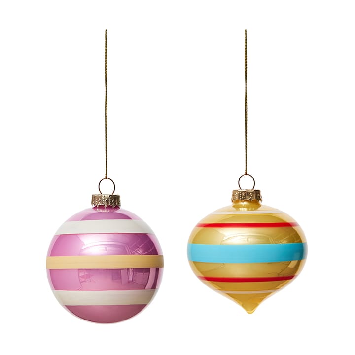 Vintage Christmas glass ball No. 1 Christmas ornament 2 pieces, Multi OYOY
