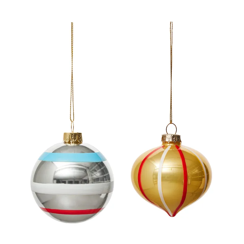 Vintage Christmas glass ball No. 2 Christmas bauble 2 pieces, Multi OYOY