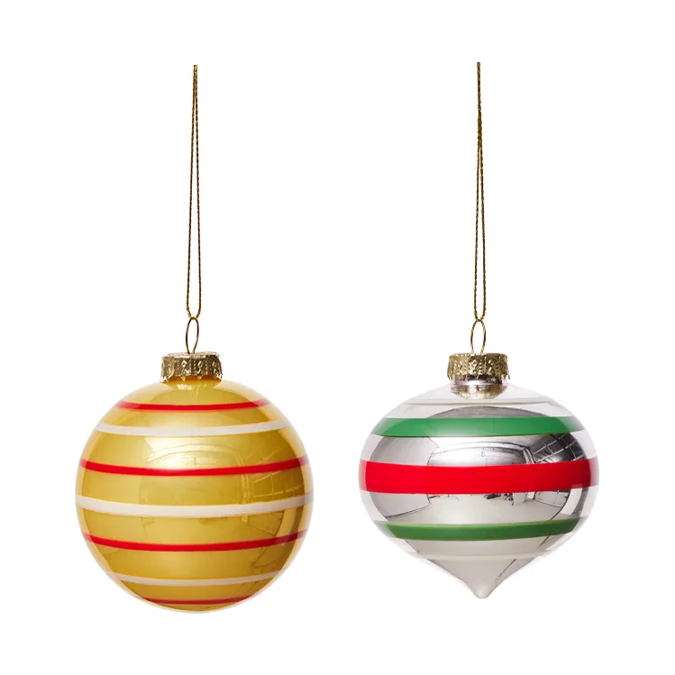 Vintage Christmas glass ball No. 3 ornament 2 pieces, Multi OYOY